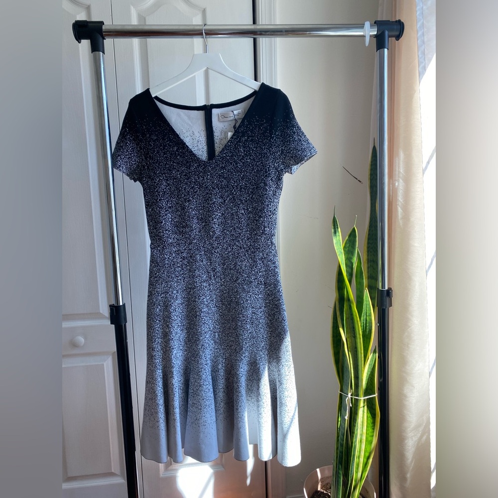 NWT Oscar de la Renta Elegant Black and White Midi Women's Dress